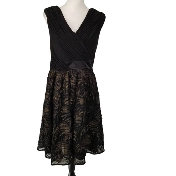 Adrianna Papell Women's Black Tulle Fit Flare Evening Cocktail Party Dre… - Picture 5 of 9